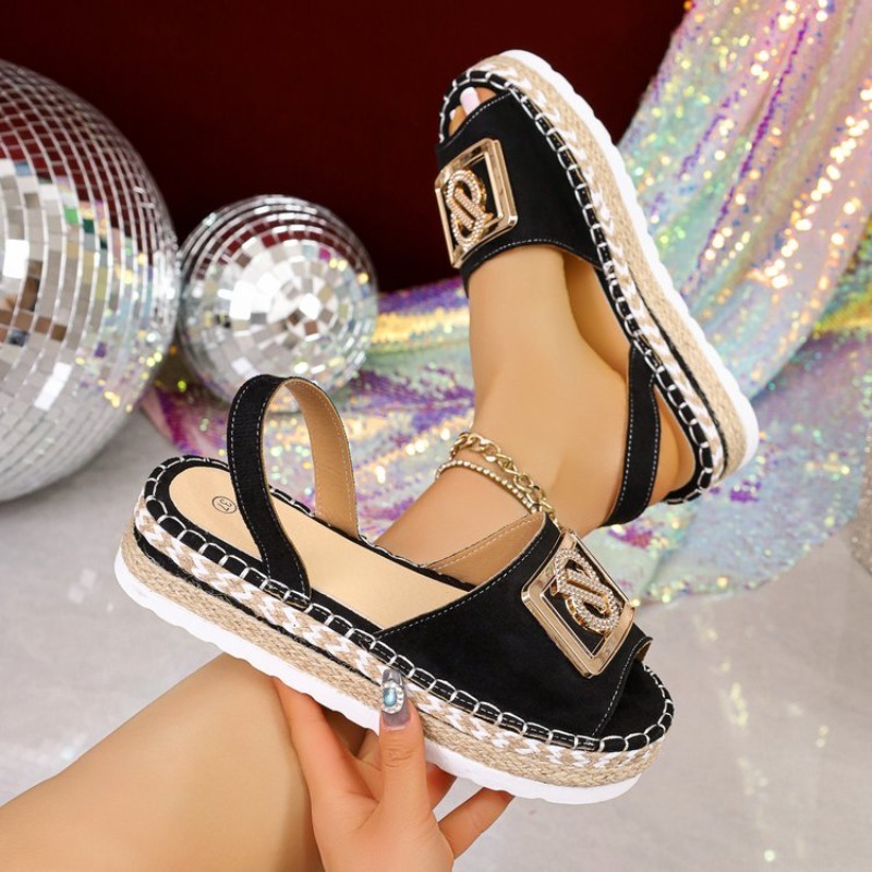 Espadrille Wedge Shoes - Damskie sandały espadryle na platformie z