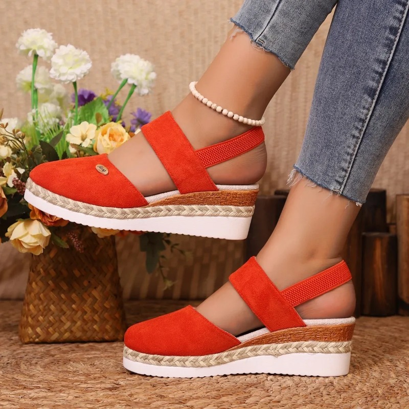 Espadrille Wedge Shoes - Damskie sandały na koturnie z zakrytymi