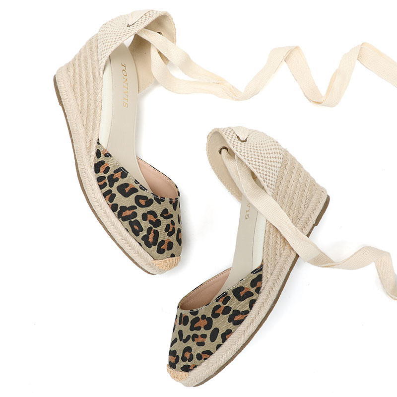 Espadrille Wedge Shoes - Damskie sandały na koturnie 7 cm,