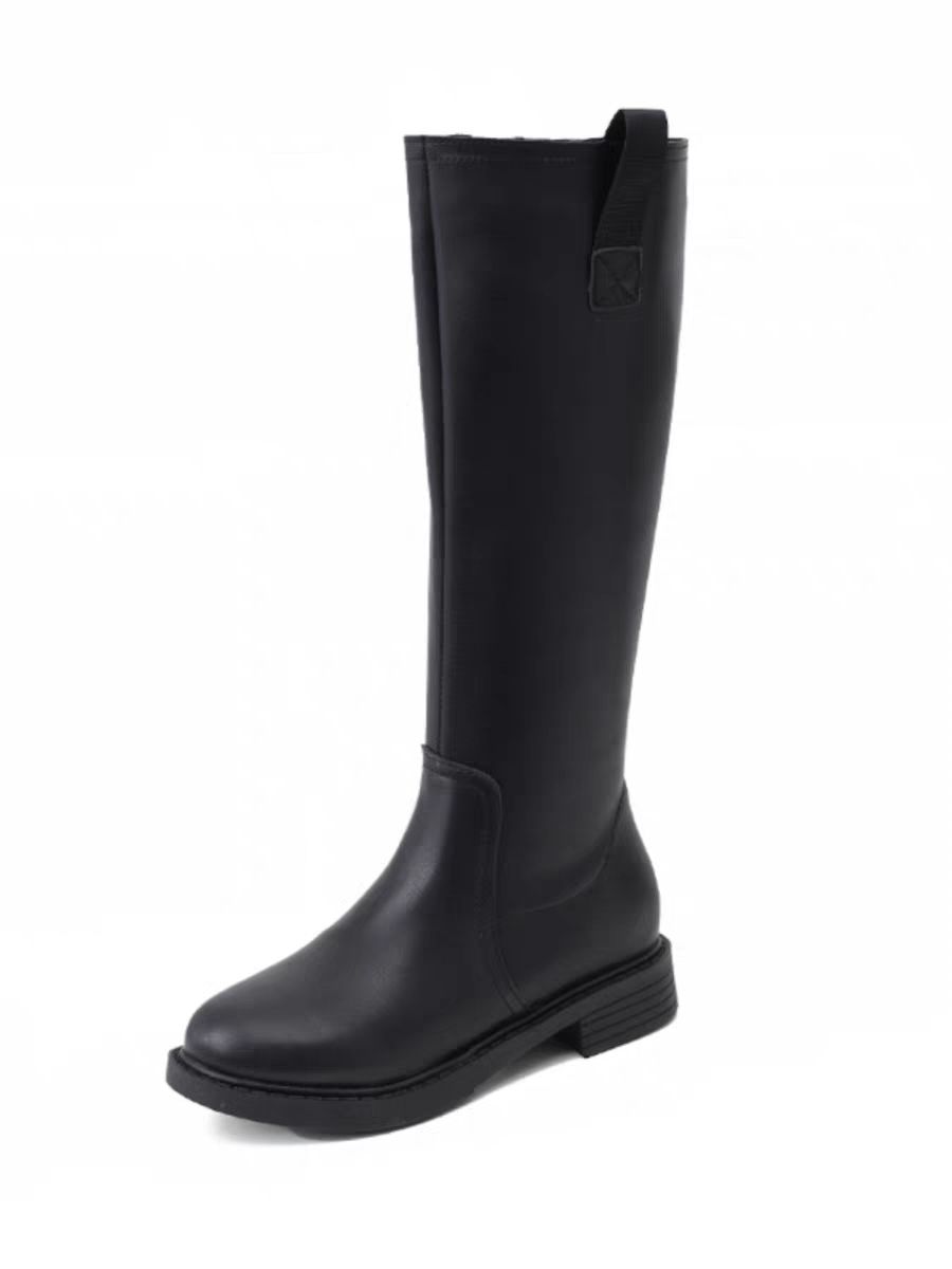 Women Shoes Waterproof - Jesienno-zimowe, ocieplane polarem, czarne damskie kozaki